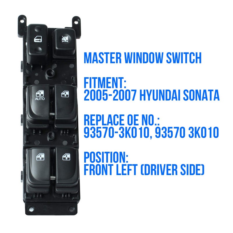 Citumo Master Power Window Switch for 2005-2007 Hy-undai Sonata Front Left Driver Side Control Switch 93570-3K010 - Image 2